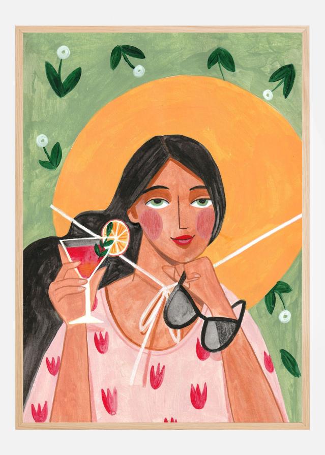 Abstract Modern Bohemian Woman with Cocktail Įrašai