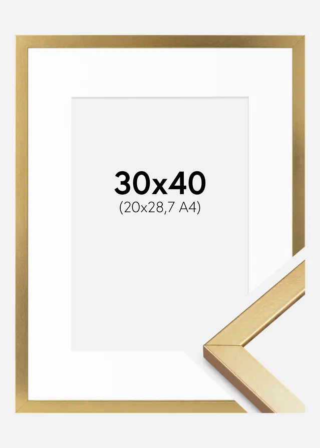 Rėmas Minerva Aukso 30x40 cm - Paspartu baltas 21x29,7 cm
