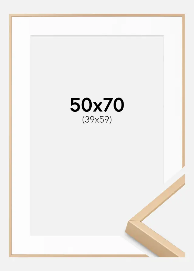 Aliuminio rėmas Žalvaris 50x70 cm - Paspartu Baltas 40x60 cm