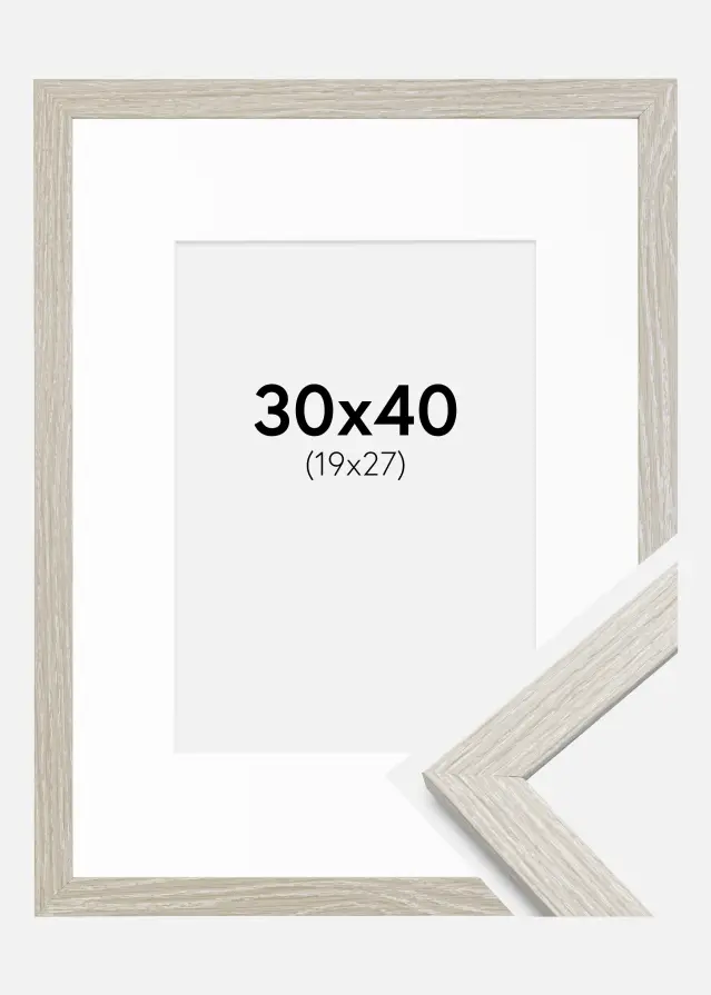 Rėmas Stilren Šviesiai Pilka Ąžuolas 30x40 cm - Paspartu Baltas 20x28 cm