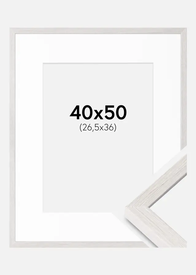 Rėmas Ares Baltas Ąžuolas 40x50 cm - Paspartu Baltas 27,5x37 cm