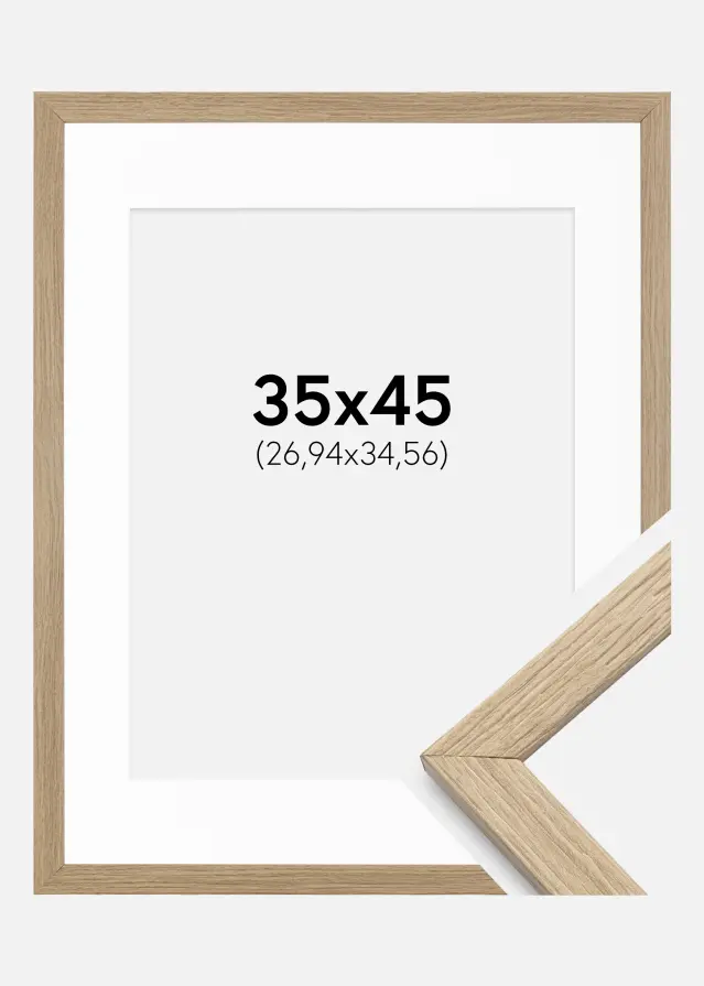 Rėmas Stilingas Ąžuolas 35x45 cm - Paspartu Baltas 11x14 inches