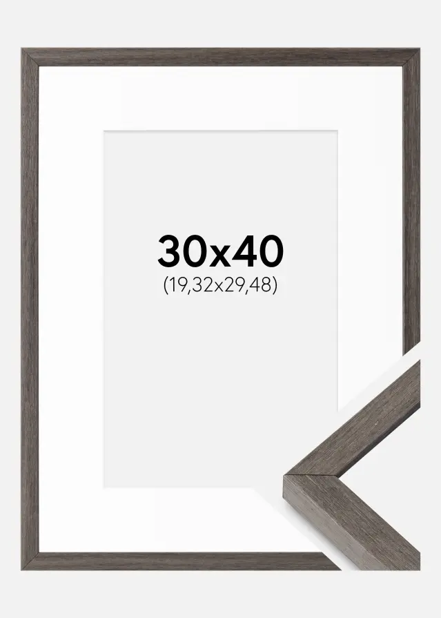 Rėmas Ares Pilka ąžuolas 30x40 cm - Paspartu baltas 8x12 inches