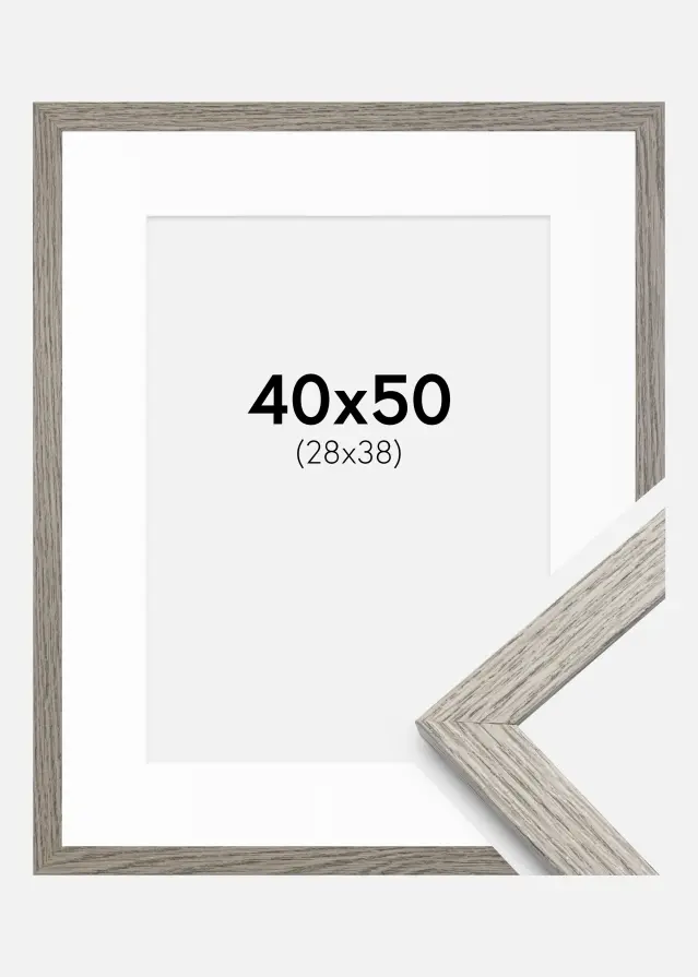 Rėmas Stilren Pilka ąžuolas 40x50 cm - Paspartu Baltas 29x39 cm
