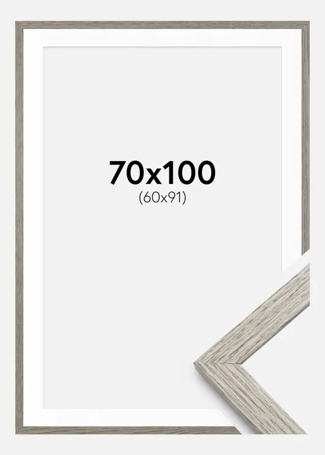 Rėmas Stilren Pilka ąžuolas 70x100 cm - Paspartu Baltas 61x92 cm