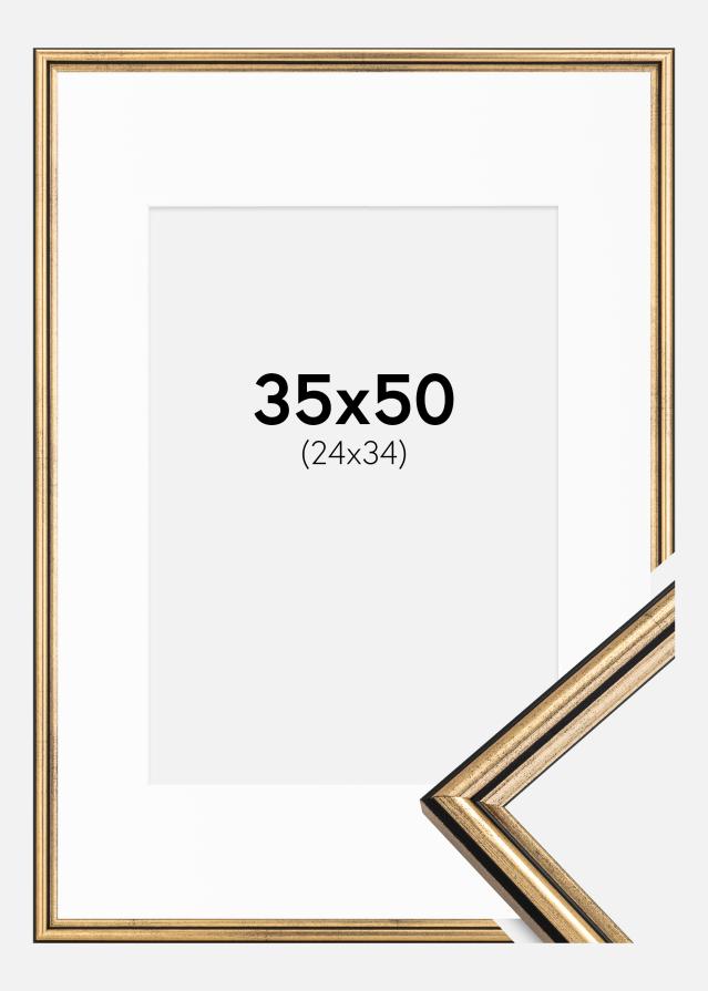 Rėmas Horndal Auksas 35x50 cm - Paspartu Baltas 25x35 cm