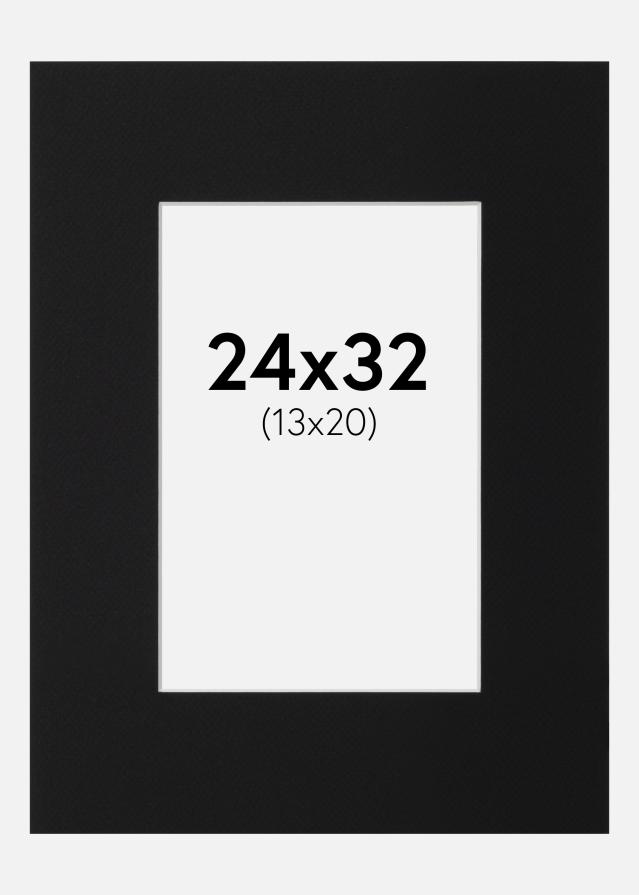 Paspartu Juodas Standartas (Balta Šerdis) 24x32 cm (13x20)