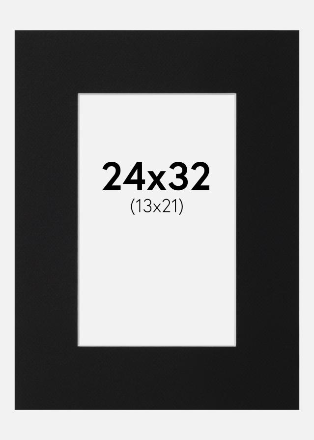 Paspartu Juodas Standartas (Balta Šerdis) 24x32 cm (13x21)