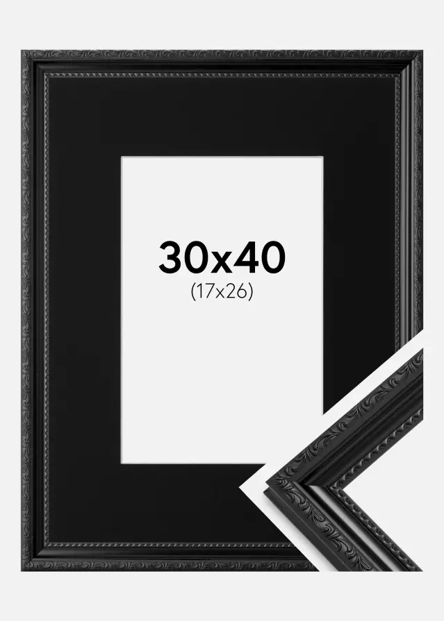 Rėmas Abisko Juodas 30x40 cm - Paspartu Juodas 18x27 cm