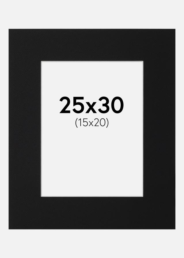 Paspartu Juodas Standartas (Balta Šerdis) 25x30 cm (15x20)