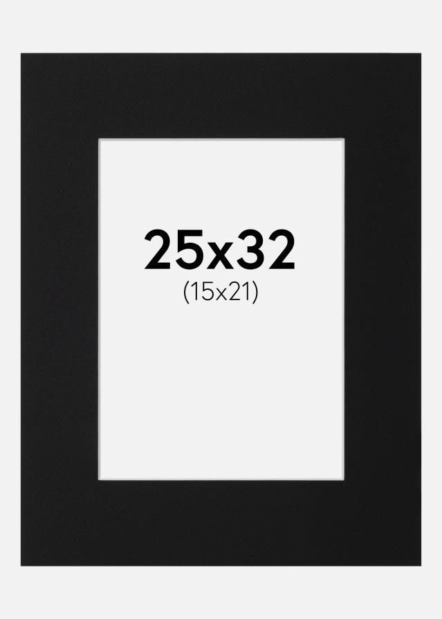 Paspartu Juodas Standartas (Balta Šerdis) 25x32 cm (15x21)