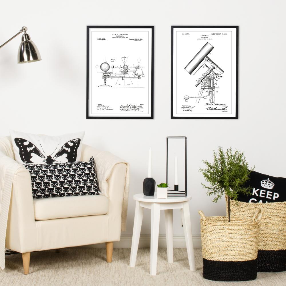 Patentinis brėžinys - Planetariumas - Baltas Įrašai