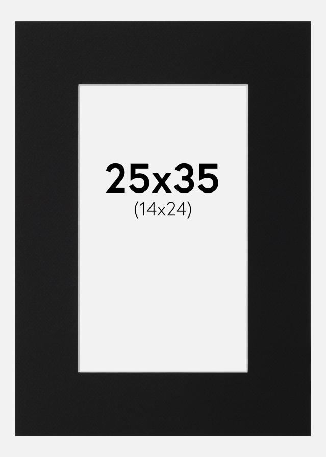 Paspartu Juodas Standartas (Balta Šerdis) 25x35 cm (14x24)