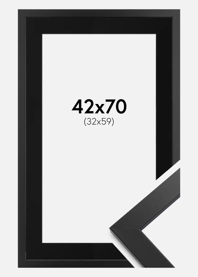 Rėmas Black Wood 42x70 cm - Paspartu Juodas 33x60 cm
