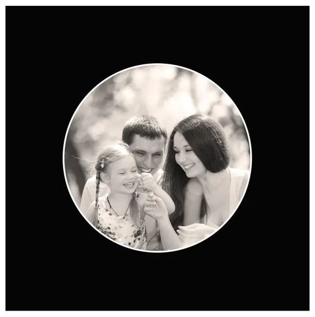 Paspartu Apvalus Juodas 25x25 cm (19x19 cm)