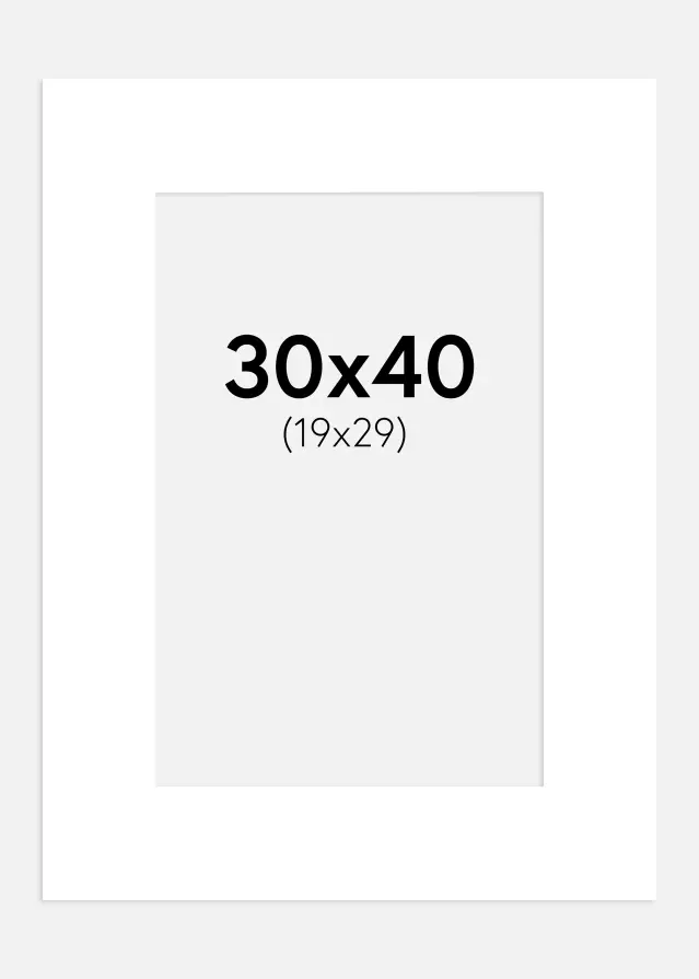 Paspartu Kreidos baltumo 30x40 cm (19x29 cm)