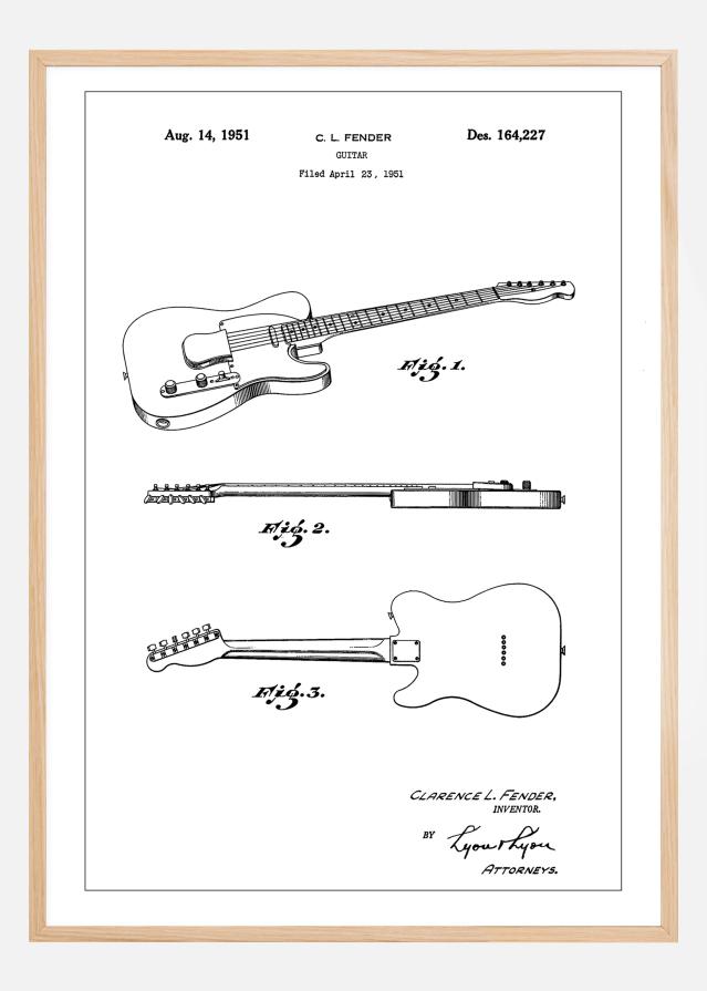 Patent Print - Guitar - White Įrašai