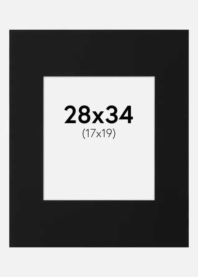 Paspartu Juodas Standartas (Balta Šerdis) 28x34 cm (17x19)