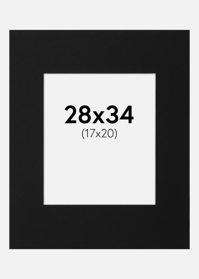 Paspartu Juodas Standartas (Balta Šerdis) 28x34 cm (17x20)