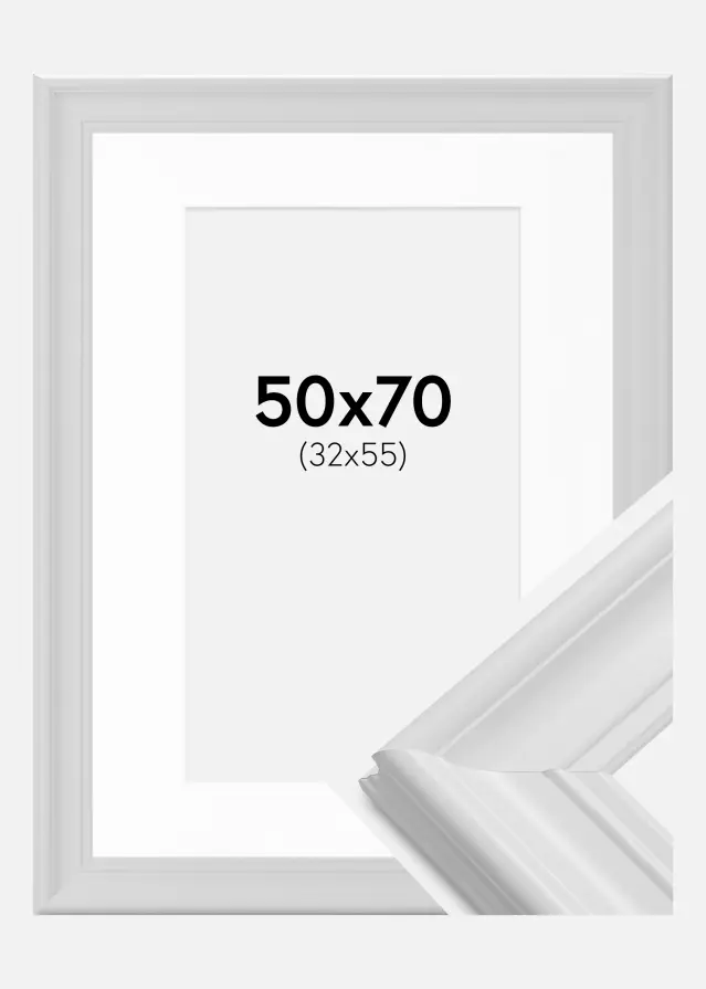 Rėmas Mora Premium Baltas 50x70 cm - Paspartu Baltas 33x56 cm