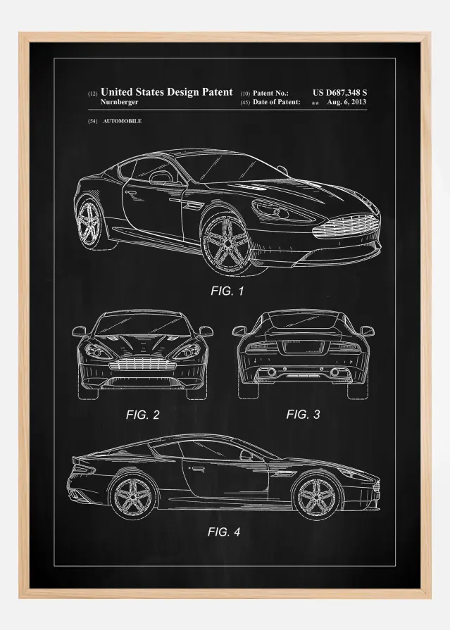 Patent Print - Aston Martin - Black Įrašai