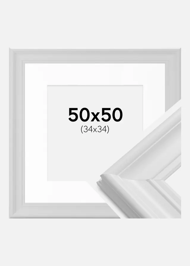 Rėmas Mora Premium Baltas 50x50 cm - Paspartu Baltas 35x35 cm