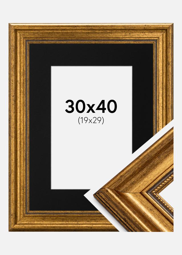 Rėmas Rokoko Auksas 30x40 cm - Paspartu Juodas 20x30 cm