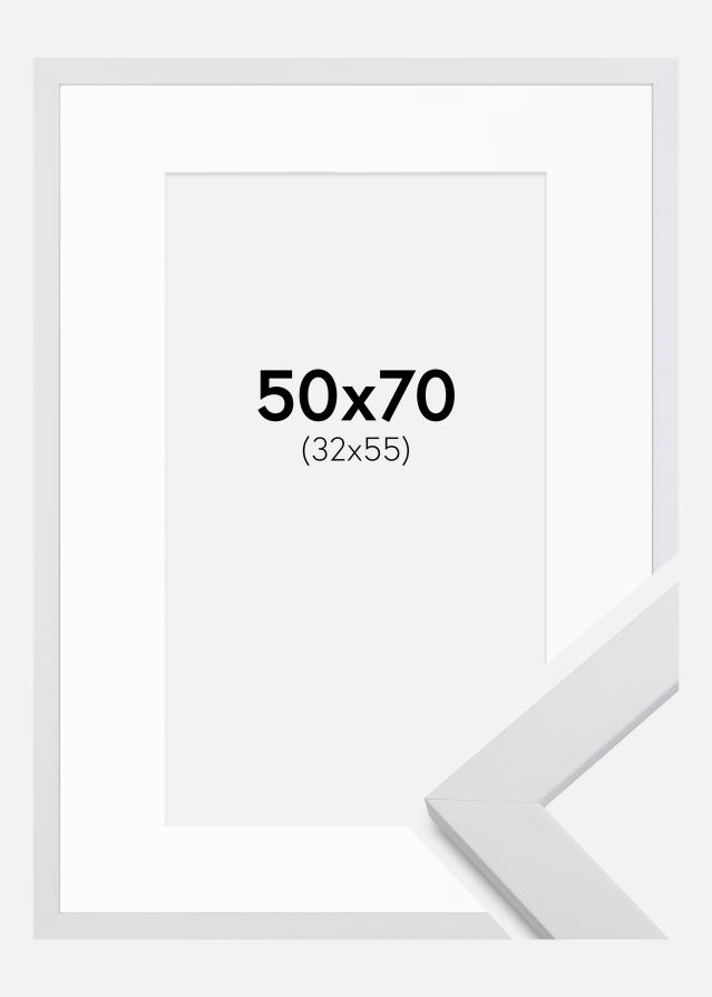 Rėmas White Wood 50x70 cm - Paspartu Baltas 33x56 cm