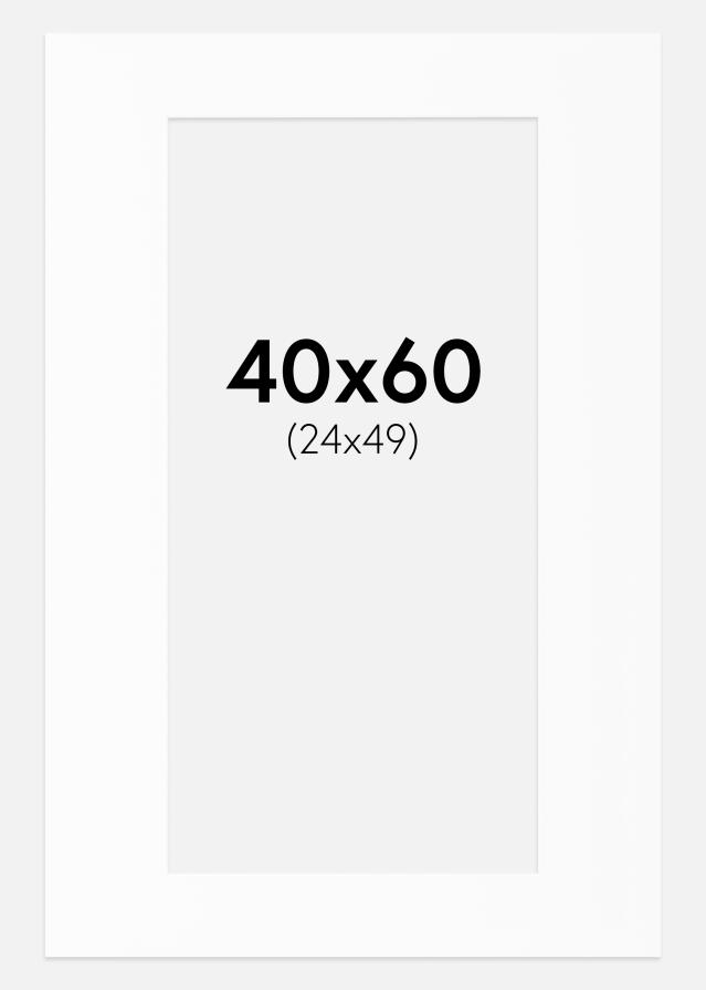 Paspartu Baltas Standartas Balta šerdis 40x60 cm (24x49)