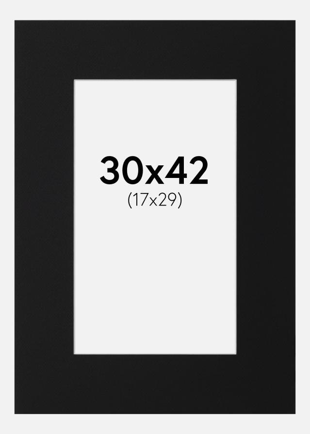 Paspartu Juodas Standartas (Balta Šerdis) 30x42 cm (17x29)