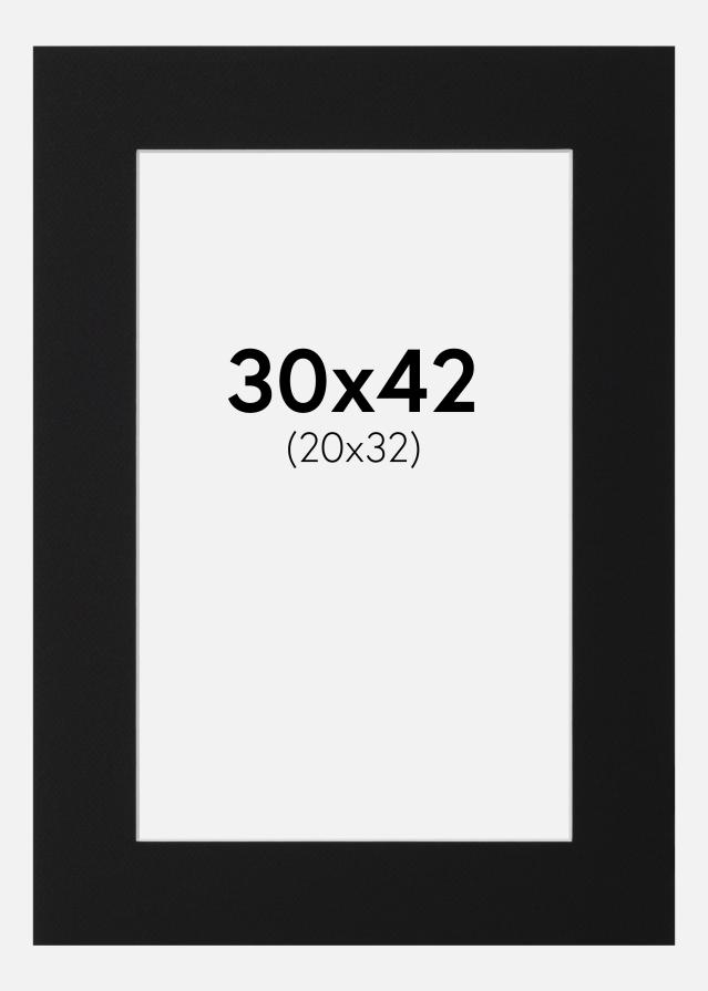 Paspartu Juodas Standartas (Balta Šerdis) 30x42 cm (20x32)