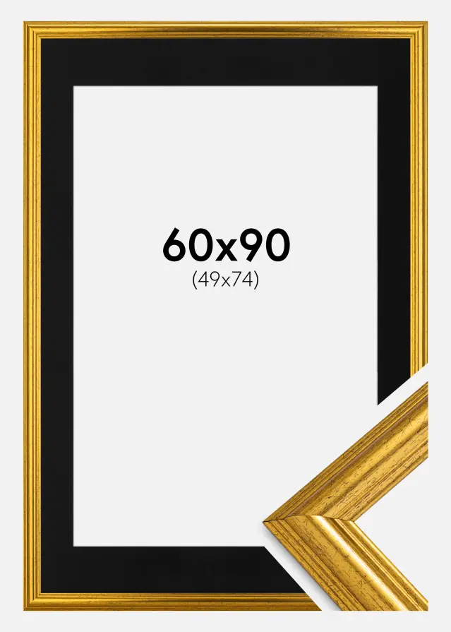 Rėmas Västkusten Auksas 60x90 cm - Paspartu Juodas 50x75 cm