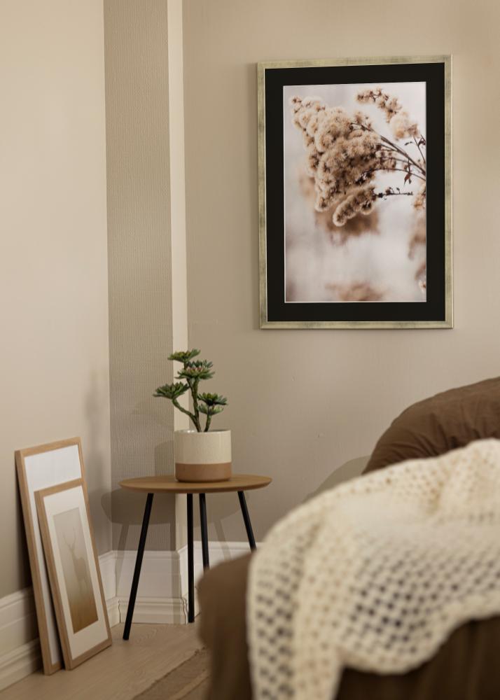 Rėmas Stilingas Sidabras 30x40 cm - Paspartu Juodas 21x29,7 cm (A4)