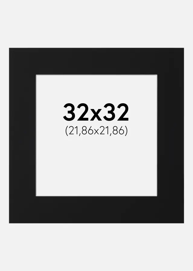 Paspartu Juodas Standartas (Balta Šerdis) 32x32 cm (21,86x21,86)