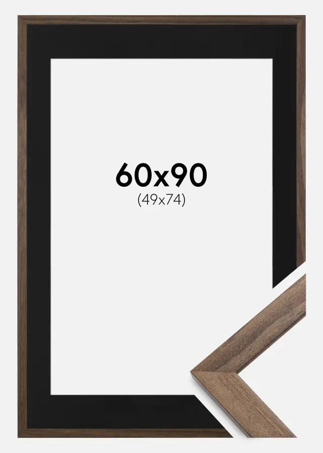 Rėmas Stilingas Riešutas 60x90 cm - Paspartu Juodas 50x75 cm