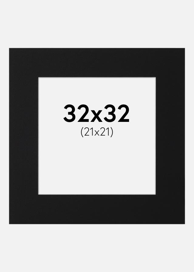 Paspartu Juodas Standartas (Balta Šerdis) 32x32 cm (21x21)