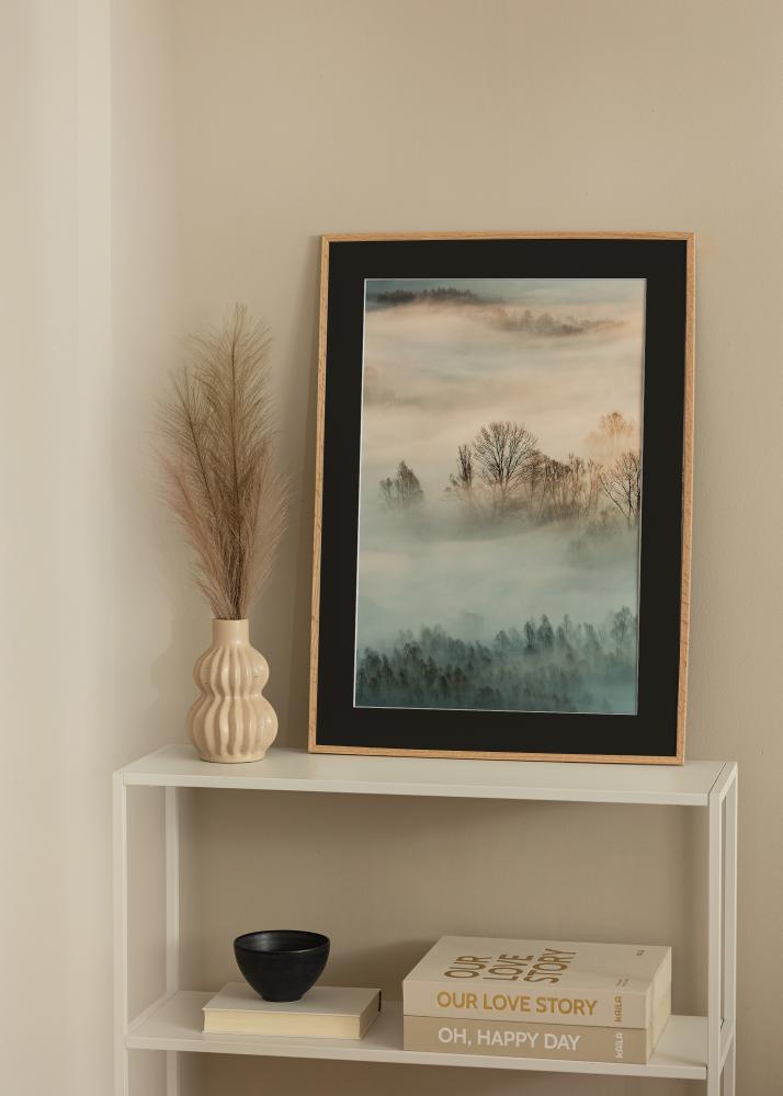 Rėmas Plonas ąžuolinis 20x30 cm - Paspartu Juodas 15x21 cm (A5)