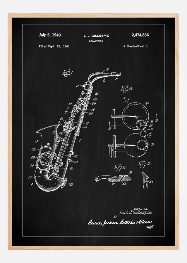 Patent Print - Saxophone - Black Įrašai