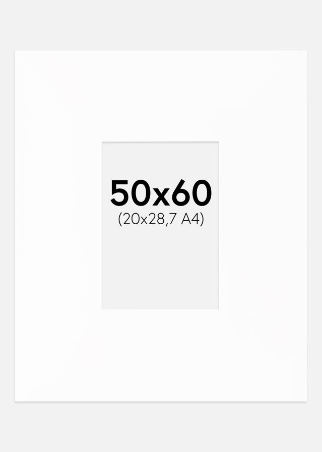 Paspartu XXL Standartas Baltas Balta šerdis 50x60 cm (20x28,7 - A4)