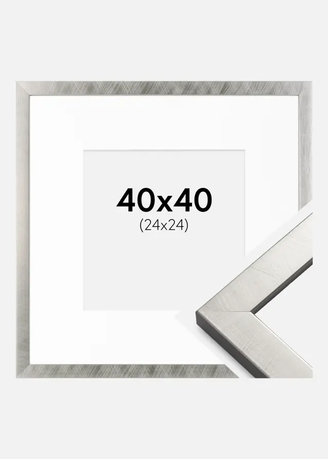Rėmas Uppsala Sidabras 40x40 cm - Paspartu Baltas 25x25 cm