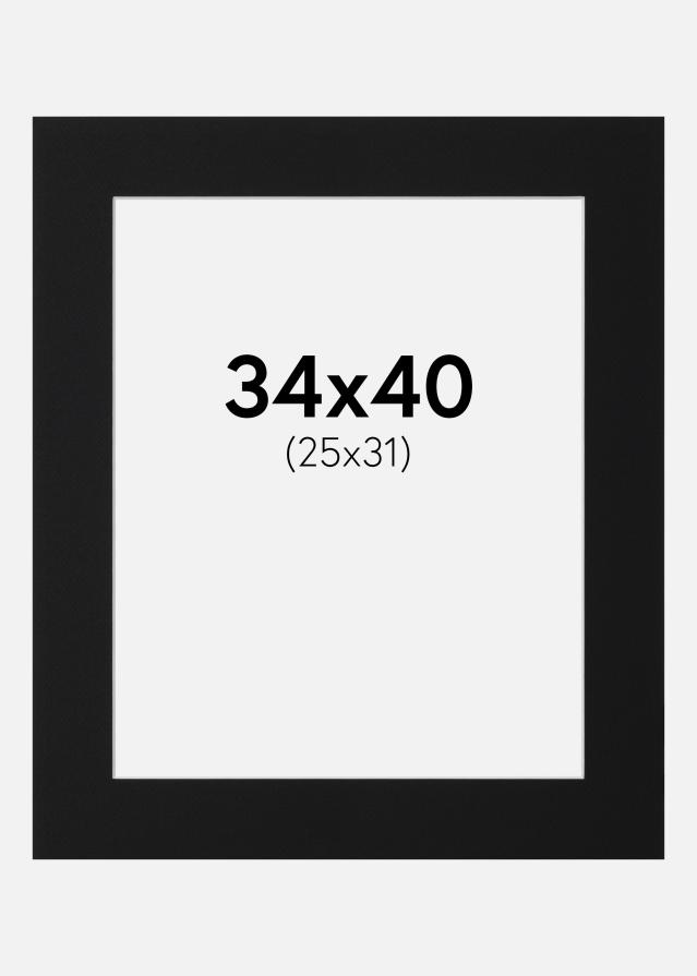 Paspartu Juodas Standartas (Balta Šerdis) 34x40 cm (25x31)
