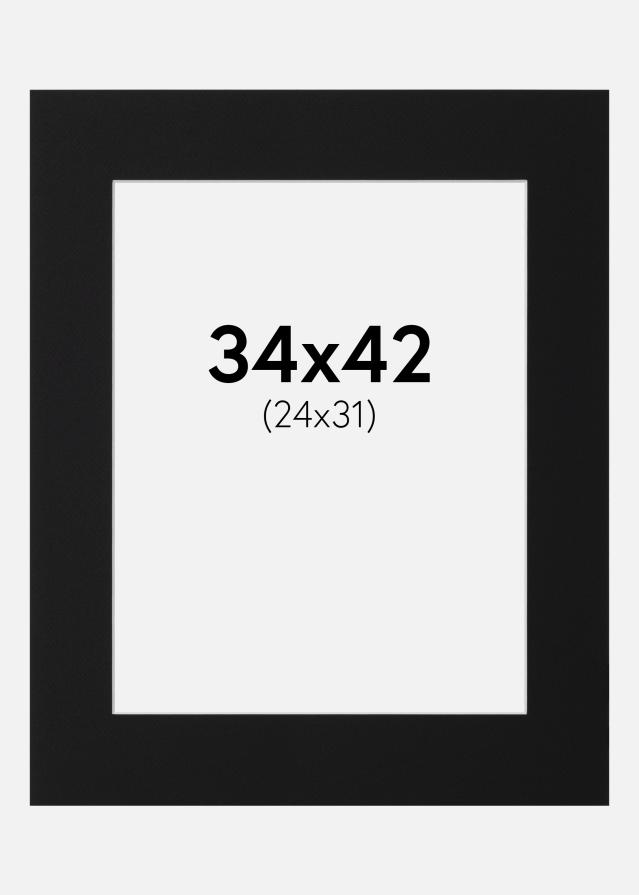 Paspartu Juodas Standartas (Balta Šerdis) 34x42 cm (24x31)