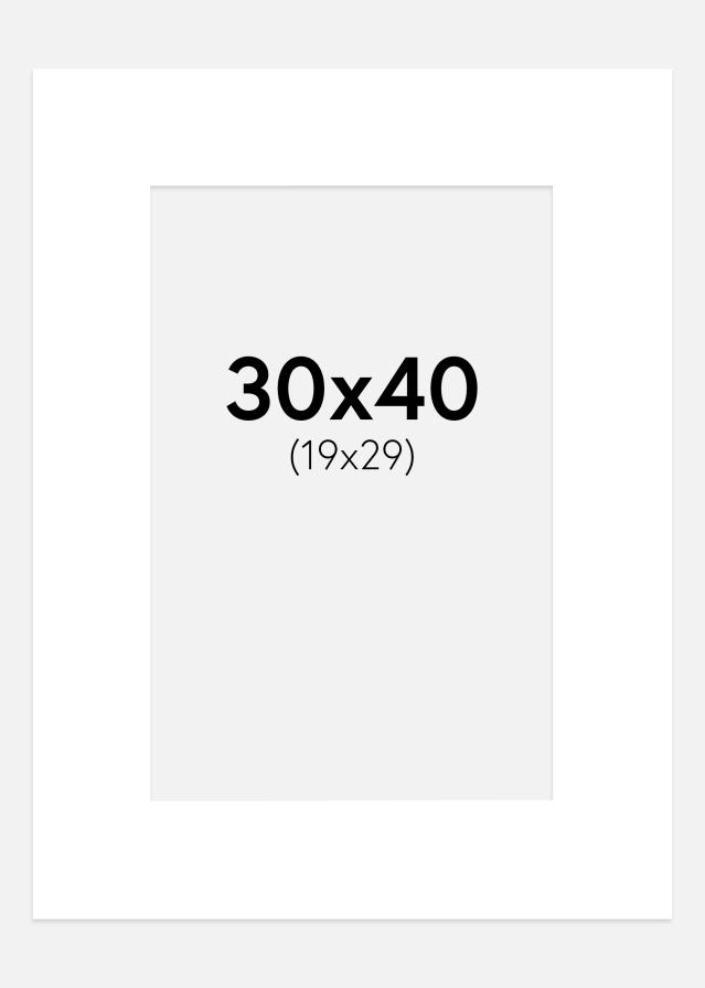 Paspartu Super balta Balta šerdis 30x40 cm (19x29 cm)