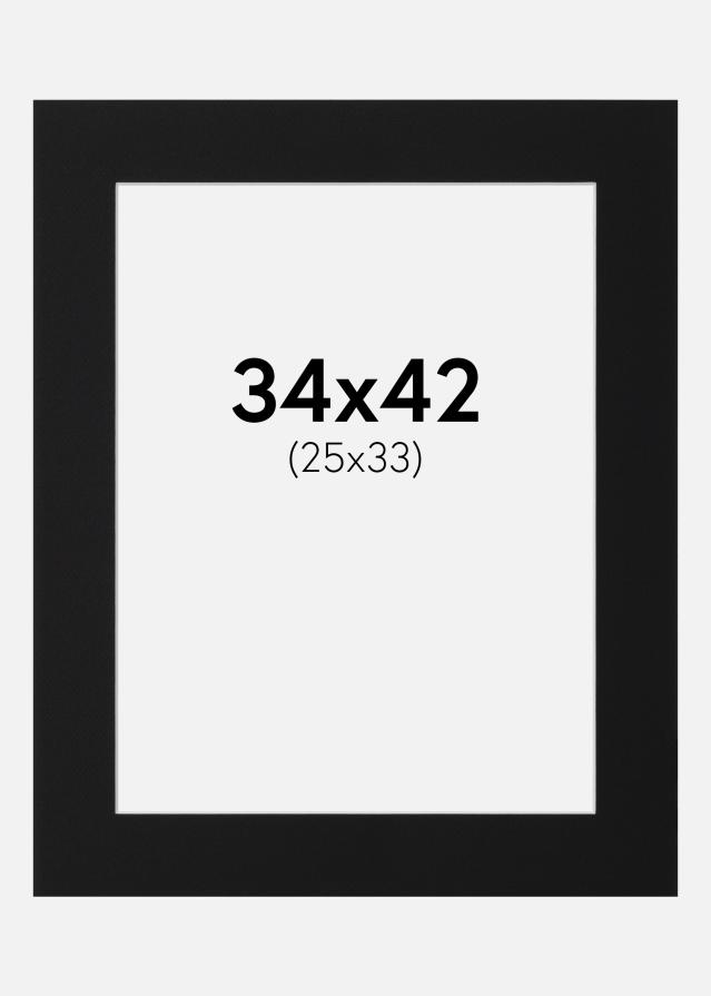 Paspartu Juodas Standartas (Balta Šerdis) 34x42 cm (25x33)
