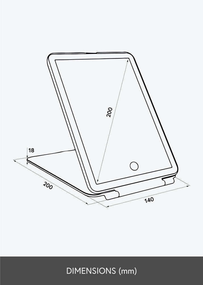 KAILA Kosmetinis veidrodis Travel LED Įkraunamas Baltas 14x20 cm
