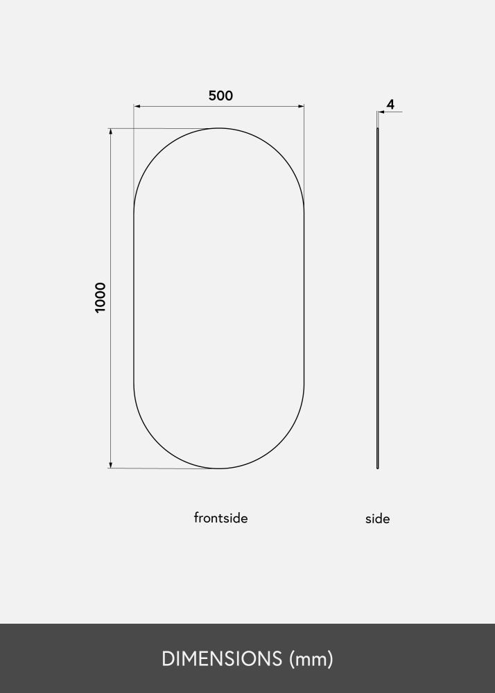 KAILA Veidrodis Ovalus Rose Gold 50x100 cm