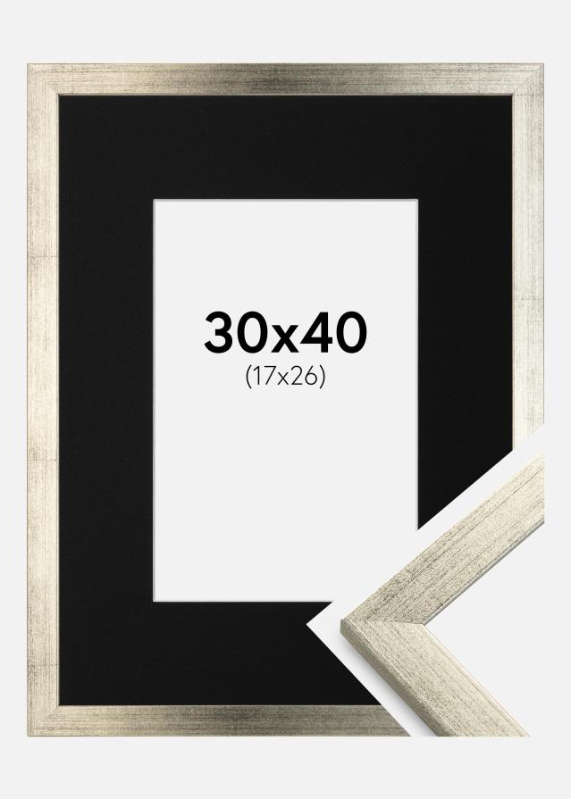 Rėmas Stilingas Sidabras 30x40 cm - Paspartu Juodas 18x27 cm