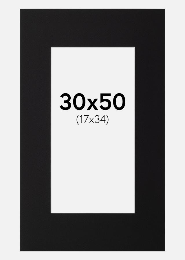 Paspartu Juodas Standartas Balta šerdis 30x50 cm (17x34)