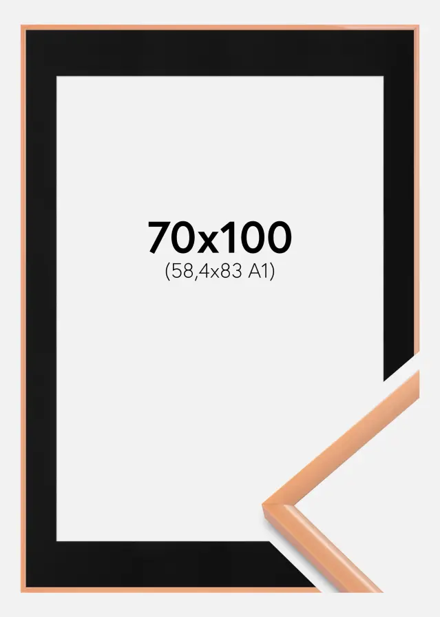 Rėmas New Lifestyle Apricot 70x100 cm - Paspartu Juodas 59,4x84 cm (A1)