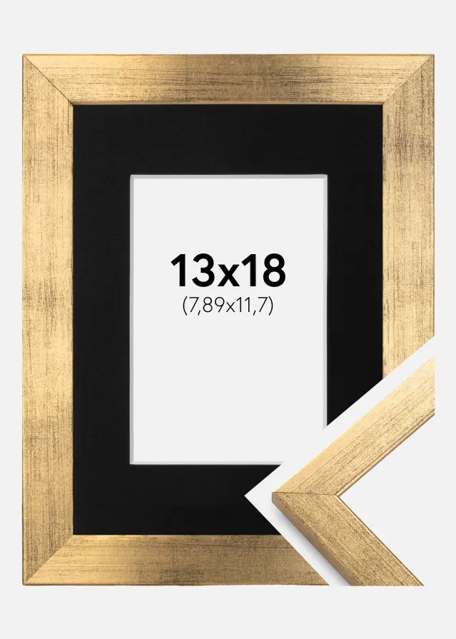 Rėmas Stilingas Auksas 13x18 cm - Paspartu Juodas 3,5x5 inches